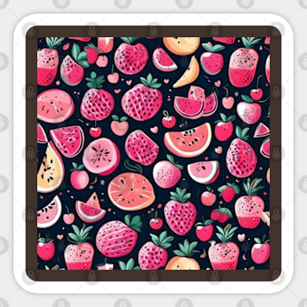 Cute fruits pattern gift ideas cute fruit gift ideas Sticker by WeLoveAnimals